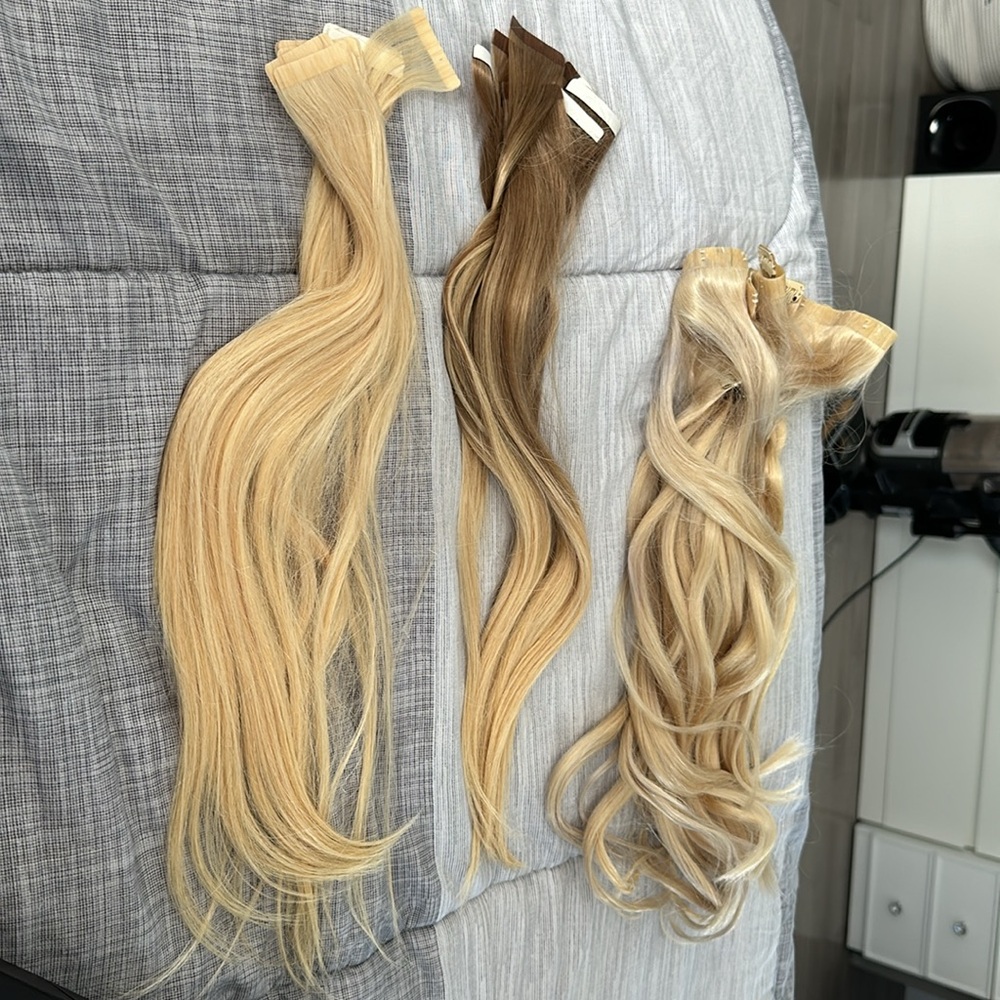 Luxy human hair 20in  seamless clip in extensions Blonde color 60-s 180g +tapein